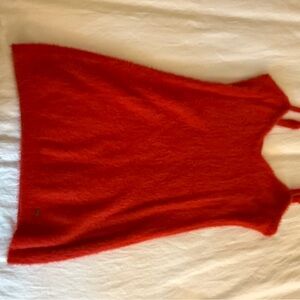 Salvage Red Fuzzy Texture with Gold Accent